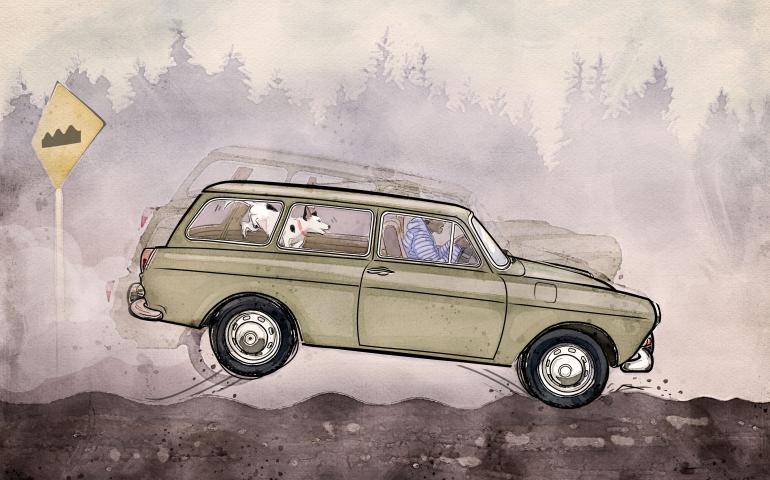 Washboard roads form on dry, unpaved road surfaces, of which there are many in Alaska. Illustration by Liza McElroy. 