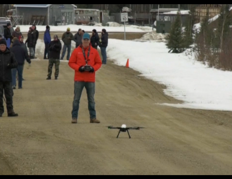 The UAF Alaska Center for Unmanned Aircraft Systems Integration and the FAA met in Fairbanks in March to test UAV capabilities. Image from Ktvf Fairbanks. 