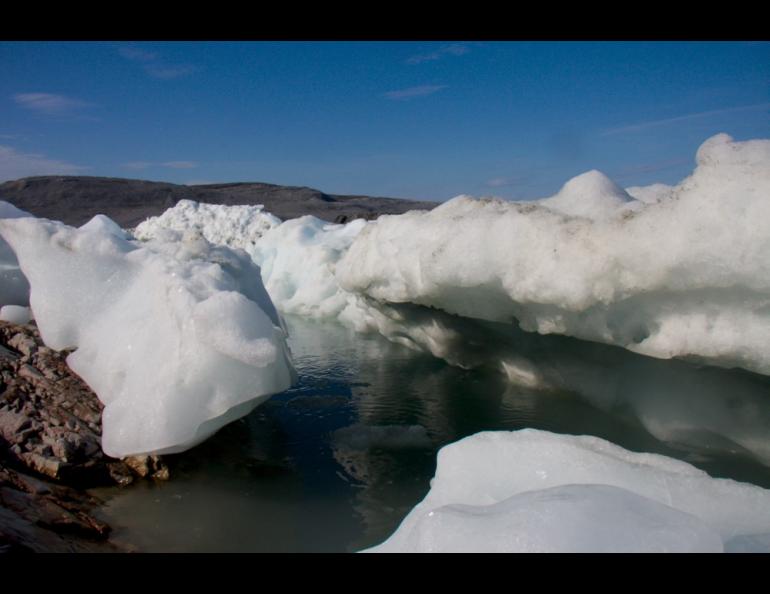 A spot where the Jakobshavn Isbræ is melting. Photo by Martin Truffer.