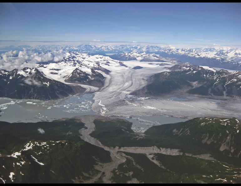 Glaciers such as the Yakutat in Southeast Alaska, shown here, have been melting since the end of the Little Ice Age, influencing earthquakes in the region. Photo by Sam Herreid.