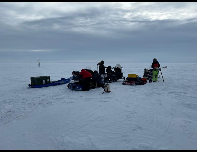 The SALVO team sets up on snow-covered tundra just south of the city of Utqiagvik. Photo by Rod Boyce