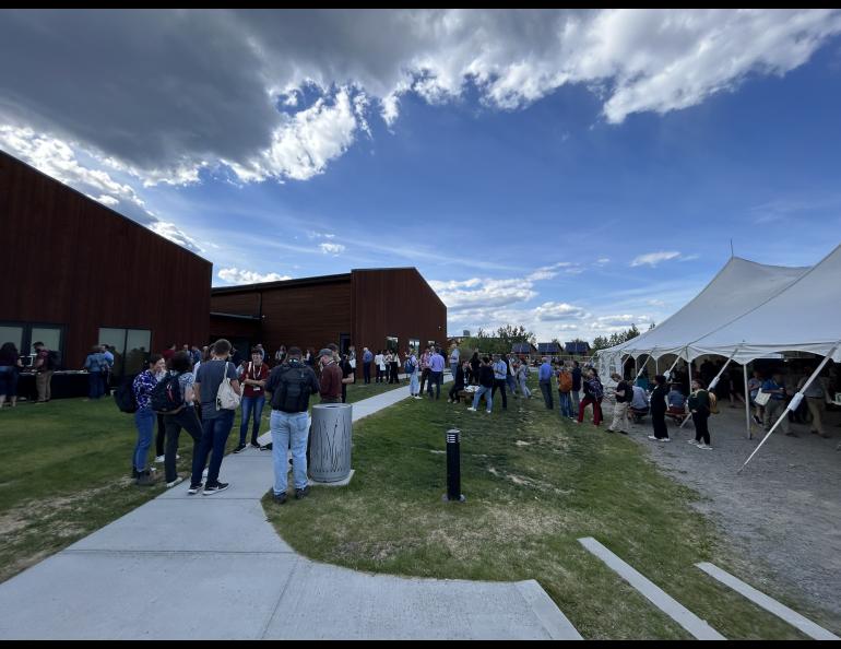 Monday’s outdoor poster session at the International Conference on Permafrost was held under warm and sunny weather. Poster sessions will also be held Tuesday and Wednesday. Photo by Rod Boyce