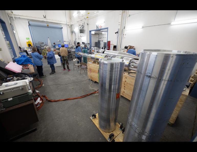 NASA personnel work in the Poker Flat Research Range payload assembly area on Friday, Jan. 10, 2025. Photo by Bryan Whitten