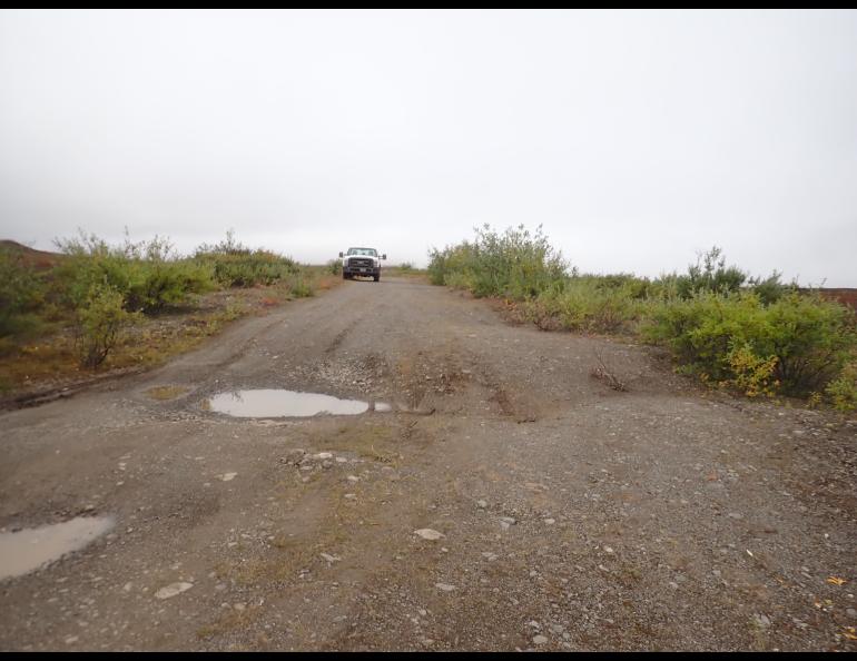 This access road near Toolik Field Station on Alaska’s North Slope shows the effect of ground subsidence. Photo courtesy of Simon Zwieback