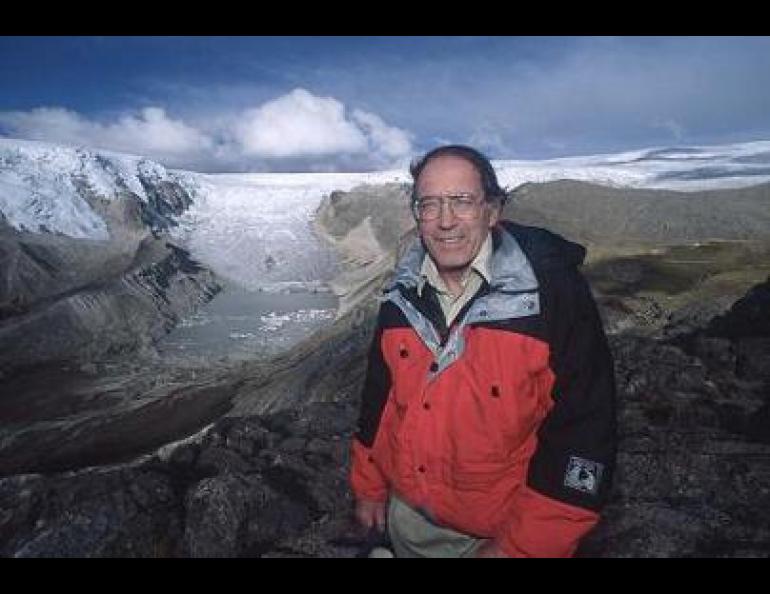  Lonnie Thompson near Peru’s Qori Kalis glacier. Photo by Thomas Nash 