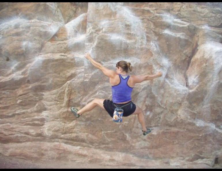 Merrick                Johnston on a boulder in Boulder, Colorado. Photo courtesy of Merrick Johnston.