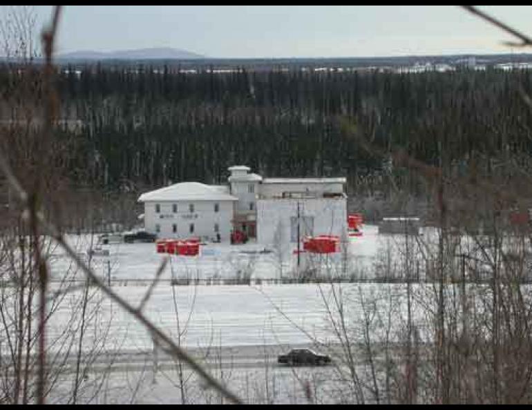  The research test facility of the Cold Climate Housing Research Center is under construction in a low spot south of the main University of Alaska Fairbanks campus. Ned Rozell photo. 