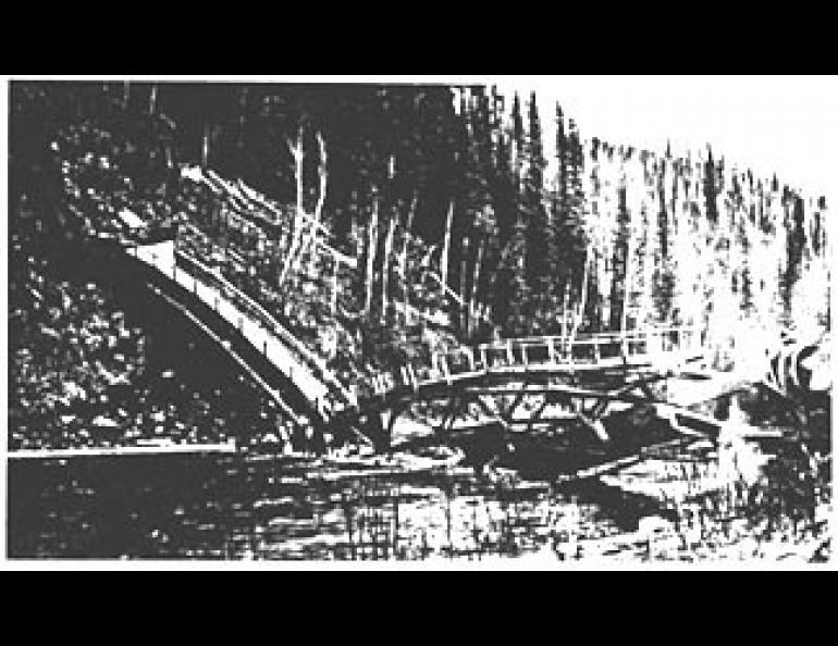  Photo is the collapsed Chatanika Siphon at the Chatanika River bridge. Both photos from History of Alaskan Operations of U.S.S.R. &amp; M, by John C. Boswell, MIRL, University of Alaska. 