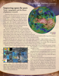 Article about Venus' topography and future planetary research. 