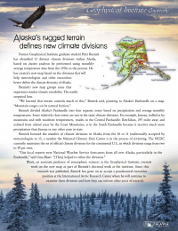 Article about Alaska's rugged terrain defining new climate divisions. 