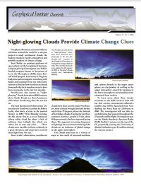 An article about night glowing clouds providing climate change clues. 