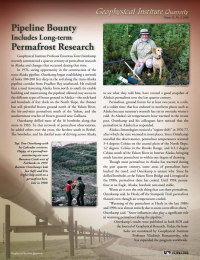 Article about the trans-Alaska pipeline allowing long-term permafrost research to take place mapped across Alaska.