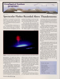 Article about flashes above thunderstorms with an image of red and blue light. 