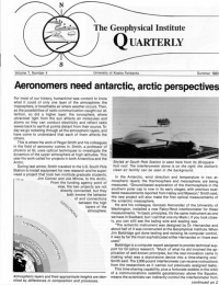 Aeronomers need antarctic, arctic perspectives article