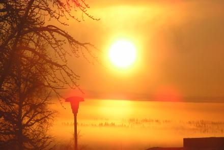 Ice fog over Fairbanks as seen from the University of Alaska Fairbanks. Debby Dean photo