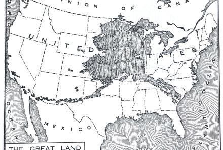 A Guide to Alaska, published in 1943, includes this comparison map of Alaska and the Lower 48 states.