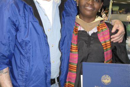 Lew Shapiro poses with Josie Sam in 2012 after she earned her master’s degree at the University of Alaska Fairbanks. Photo courtesy of Josie Sam.