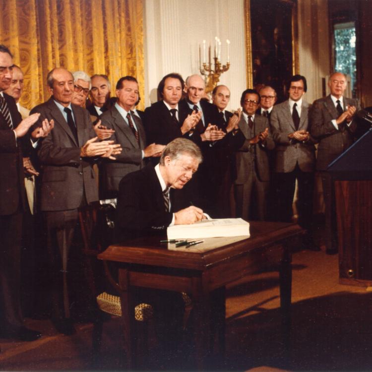 President Jimmy Carter signs the Alaska National Interest Lands Conservation Act on Dec. 2, 1980. Photo courtesy of the Jimmy Carter Presidential Library.